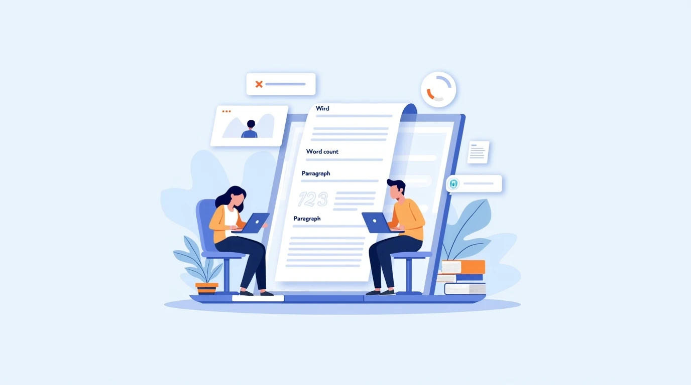 Word Counter Tool interface showing word and character count for writers and students
